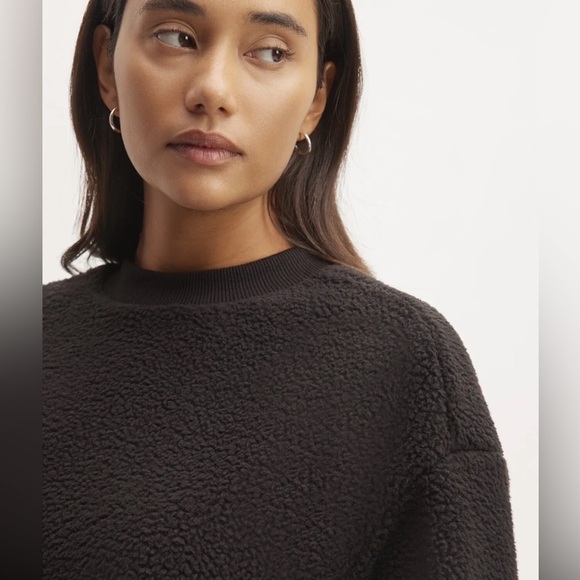Everlane The ReNew Fleece Oversized Crew Teddy Sweatshirt, Small, NWT, Black - Picture 3 of 12